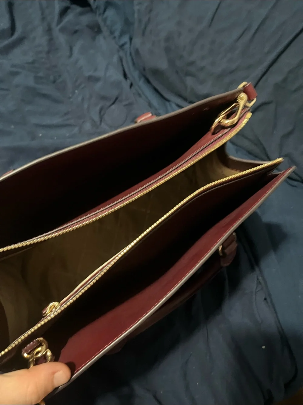 Michael Kors Maroon Signature Satchel with Gold Accents